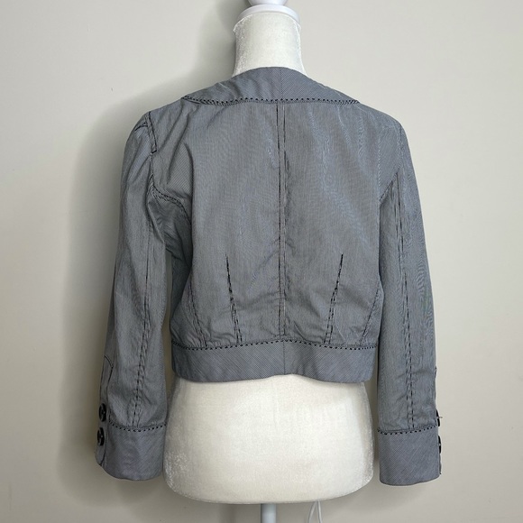 LOFT Blue/Black & White Striped Bolero Jacket. - Picture 3 of 12